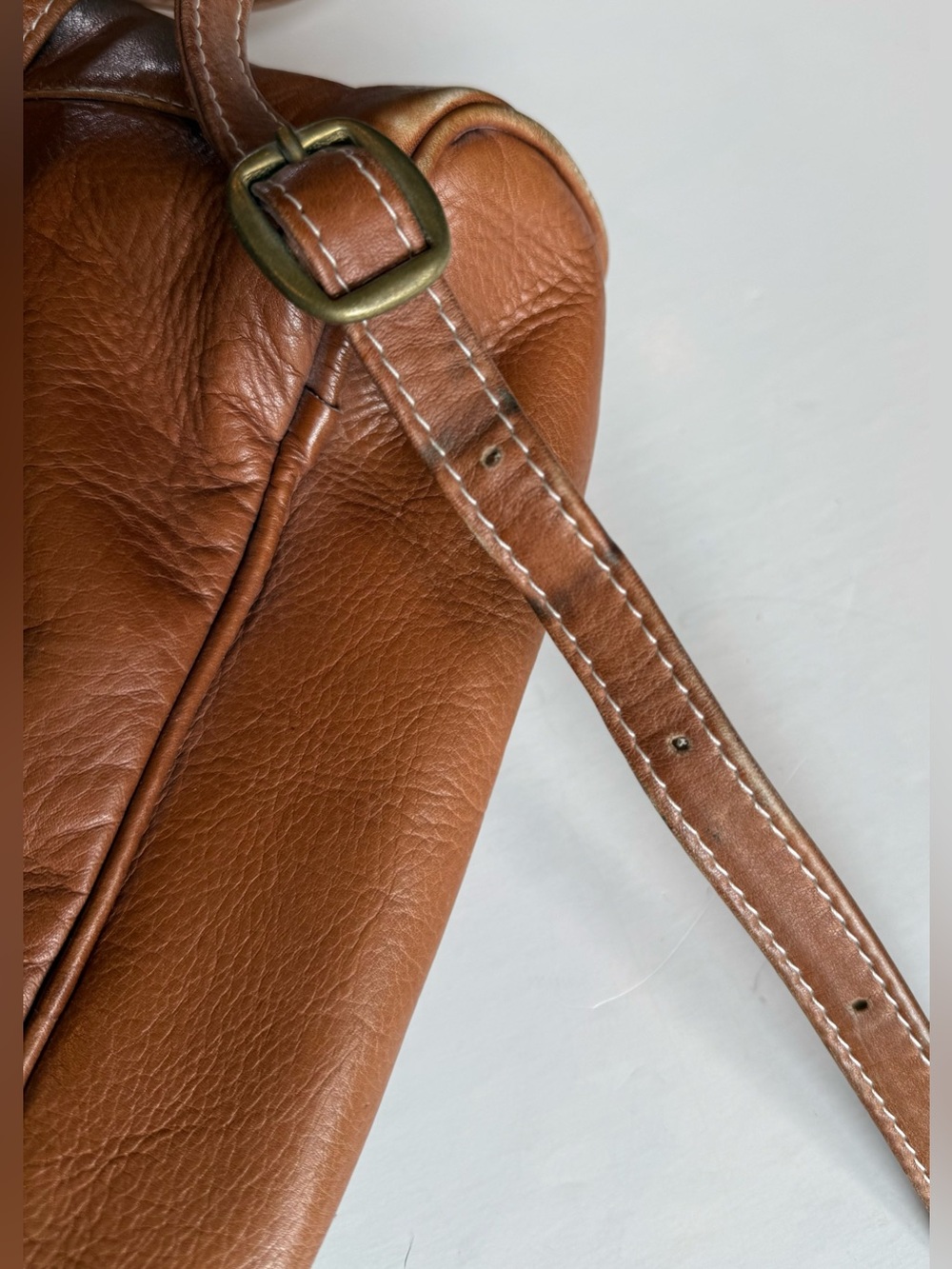 Vintage Hobo International Mini Backpack Slingback Bag Leather Boho Camel Zipper - Picture 9 of 11